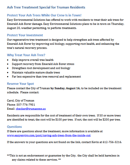 Ash Tree Treatment flyer