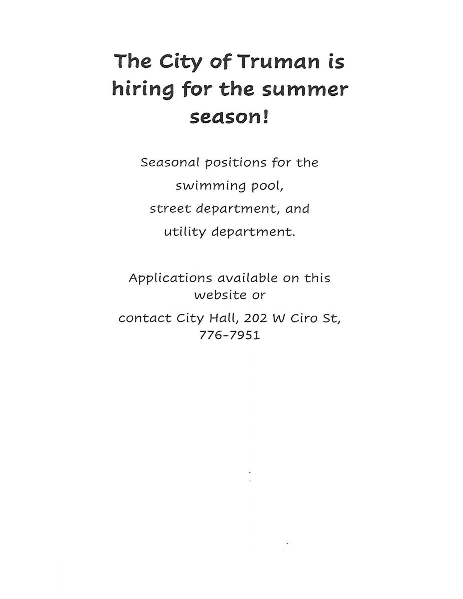 Flyer for summer employment