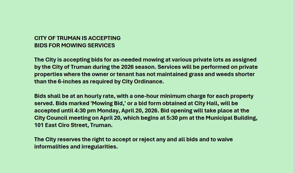 Bids for Mowing in 2026